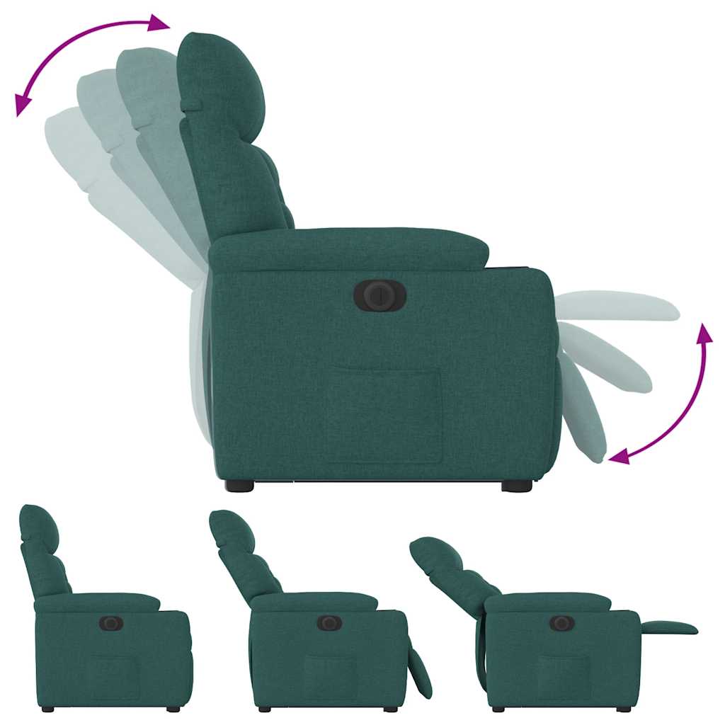 Relaxsessel mit Aufstehhilfe Elektrisch Dunkelgrün Stoff