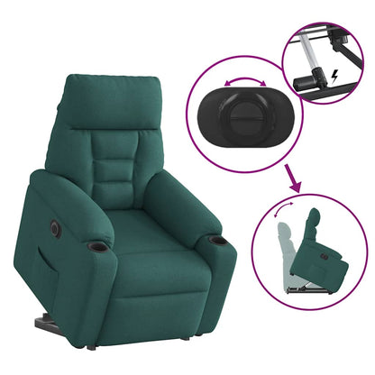 Relaxsessel mit Aufstehhilfe Elektrisch Dunkelgrün Stoff