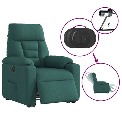 Relaxsessel mit Aufstehhilfe Elektrisch Dunkelgrün Stoff