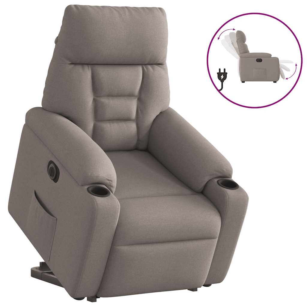 Relaxsessel mit Aufstehhilfe Elektrisch Taupe Stoff