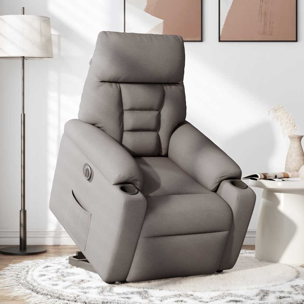 Relaxsessel mit Aufstehhilfe Elektrisch Taupe Stoff