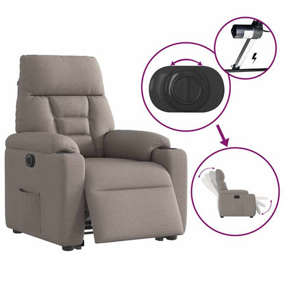 Relaxsessel mit Aufstehhilfe Elektrisch Taupe Stoff
