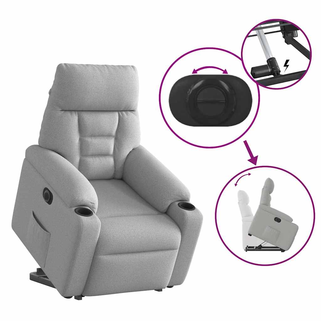 Relaxsessel mit Aufstehhilfe Elektrisch Wolkengrau Stoff