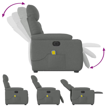 Elektrischer Massagesessel mit Aufstehhilfe Dunkelgrau Stoff