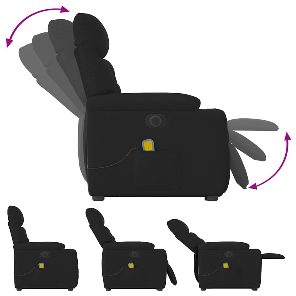 Elektrischer Massagesessel mit Aufstehhilfe Schwarz Stoff