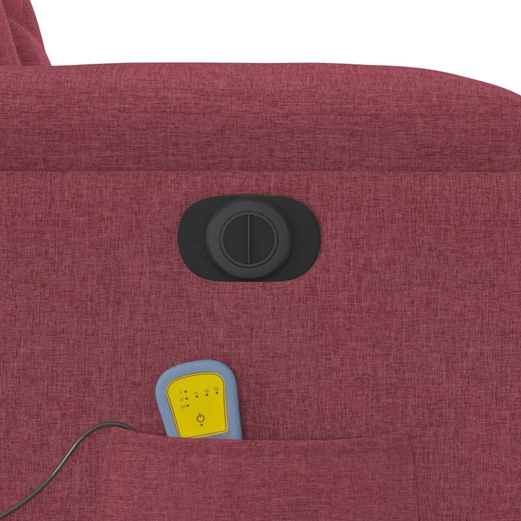 Elektrischer Massagesessel mit Aufstehhilfe Weinrot Stoff