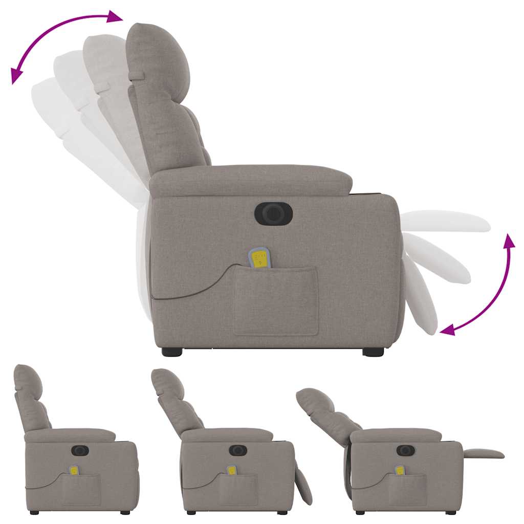 Elektrischer Massagesessel mit Aufstehhilfe Taupe Stoff