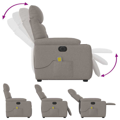 Elektrischer Massagesessel mit Aufstehhilfe Taupe Stoff
