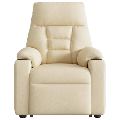 Elektrischer Massagesessel mit Aufstehhilfe Creme Stoff