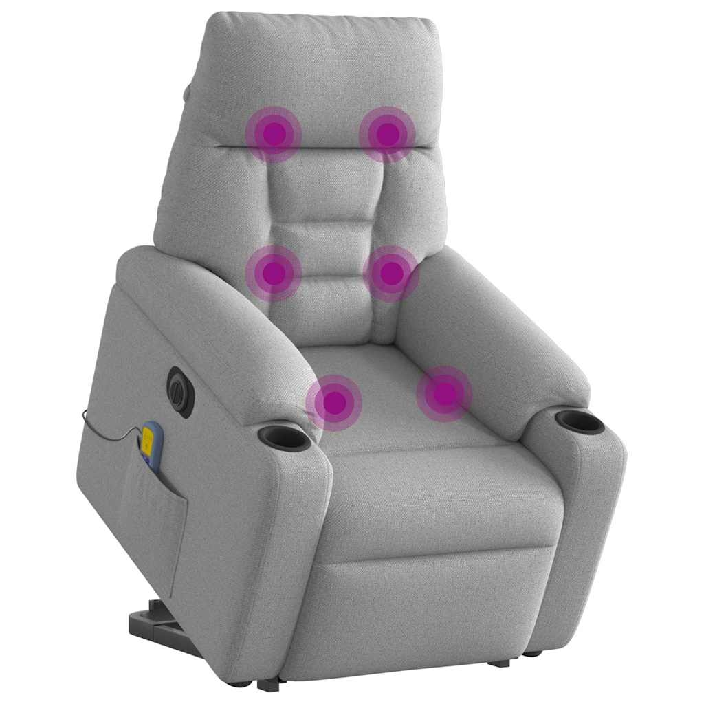 Massagesessel mit Aufstehhilfe Elektrisch Wolkengrau Stoff