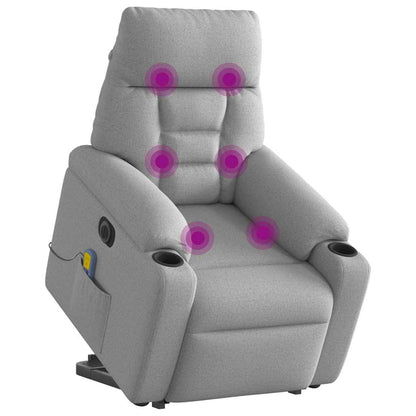 Massagesessel mit Aufstehhilfe Elektrisch Wolkengrau Stoff