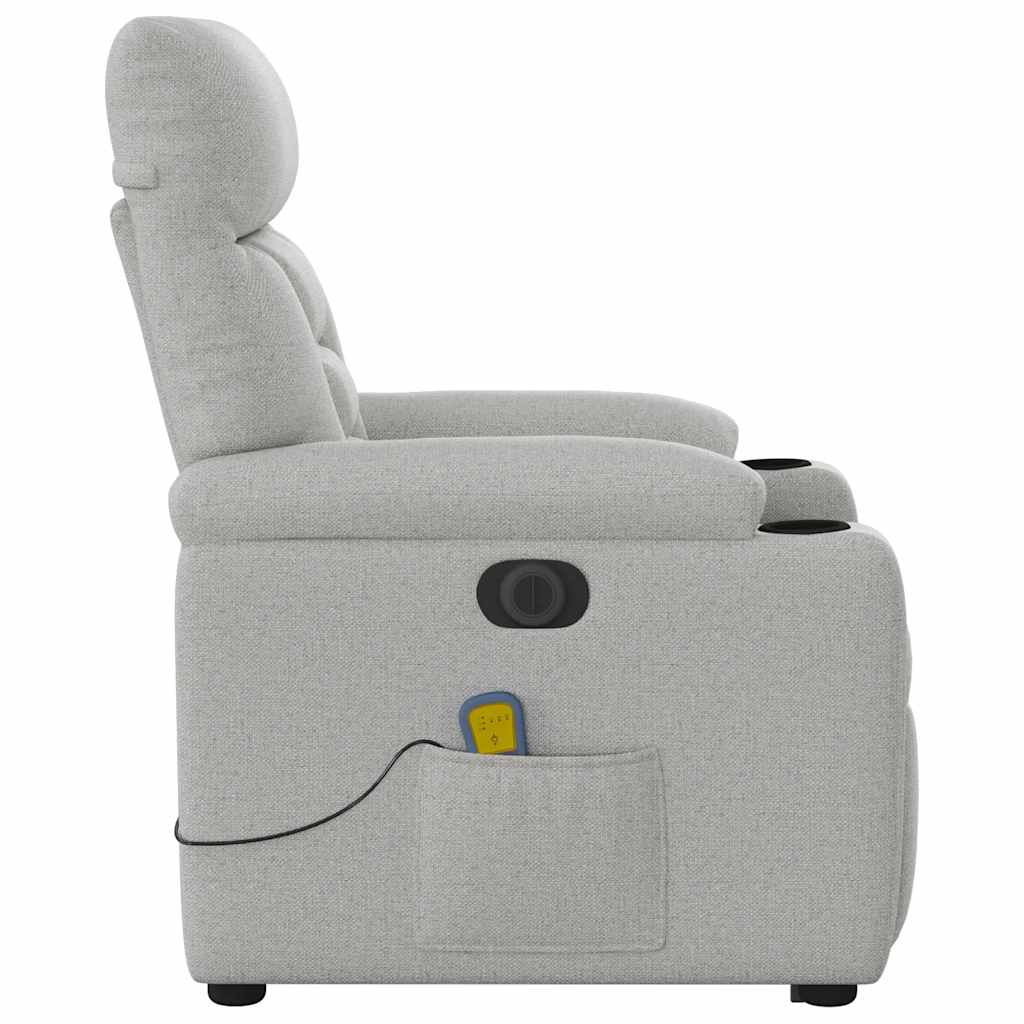 Massagesessel mit Aufstehhilfe Elektrisch Wolkengrau Stoff