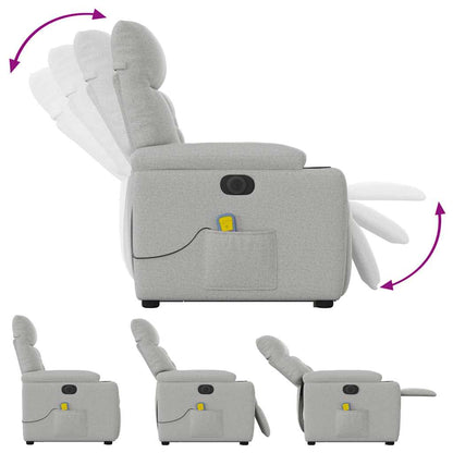 Massagesessel mit Aufstehhilfe Elektrisch Wolkengrau Stoff