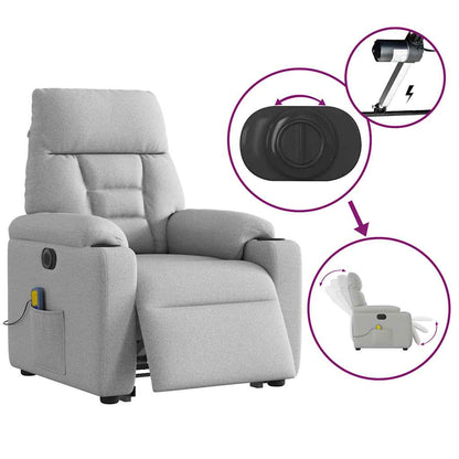 Massagesessel mit Aufstehhilfe Elektrisch Wolkengrau Stoff