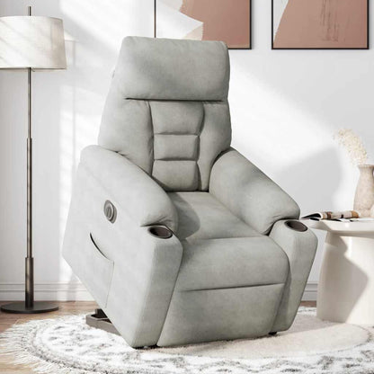 Relaxsessel Aufstehhilfe Elektrisch Hellgrau Mikrofasergewebe