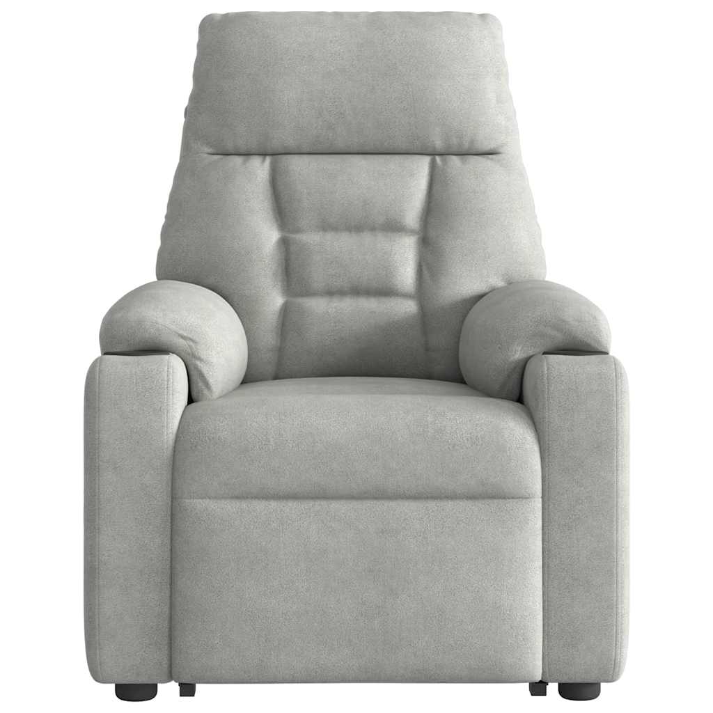 Relaxsessel Aufstehhilfe Elektrisch Hellgrau Mikrofasergewebe