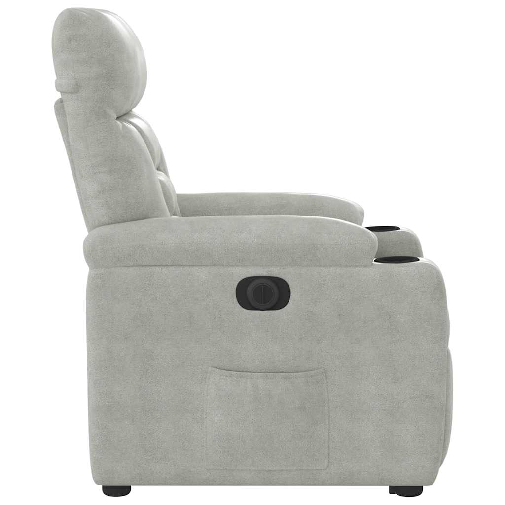 Relaxsessel Aufstehhilfe Elektrisch Hellgrau Mikrofasergewebe