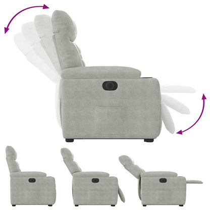 Relaxsessel Aufstehhilfe Elektrisch Hellgrau Mikrofasergewebe