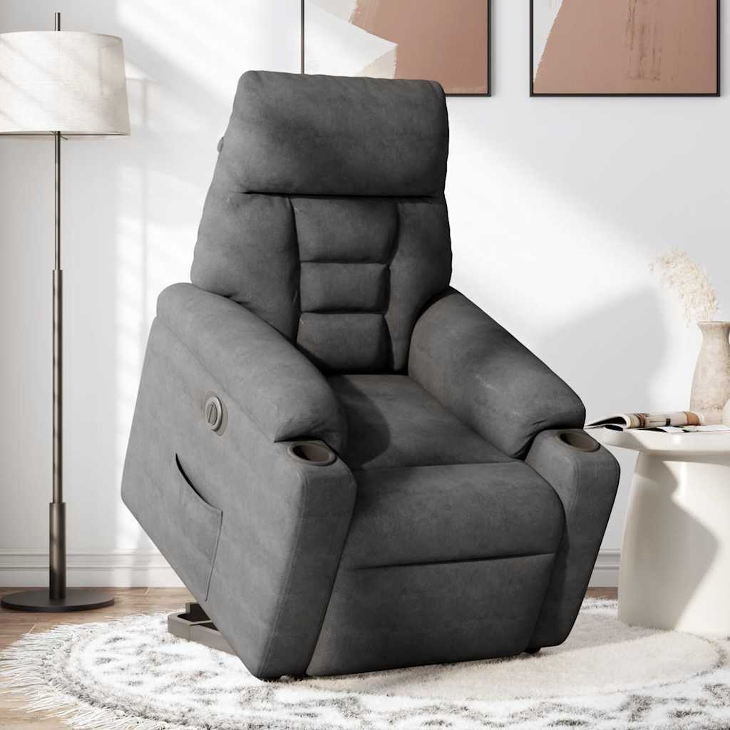 Relaxsessel Aufstehhilfe Elektrisch Dunkelgrau Mikrofasergewebe