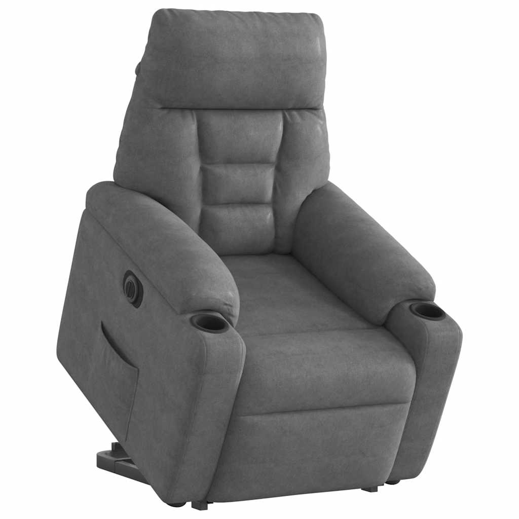 Relaxsessel Aufstehhilfe Elektrisch Dunkelgrau Mikrofasergewebe