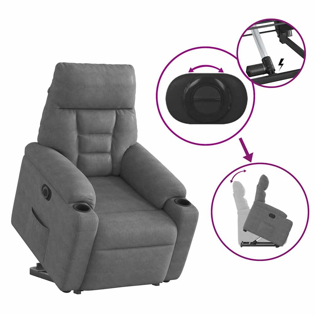 Relaxsessel Aufstehhilfe Elektrisch Dunkelgrau Mikrofasergewebe