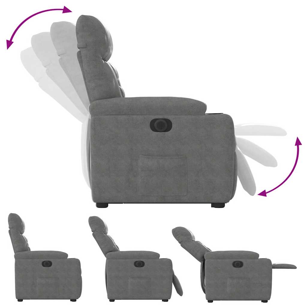 Relaxsessel Aufstehhilfe Elektrisch Dunkelgrau Mikrofasergewebe
