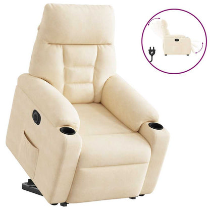 Relaxsessel mit Aufstehhilfe Elektrisch Beige Mikrofasergewebe