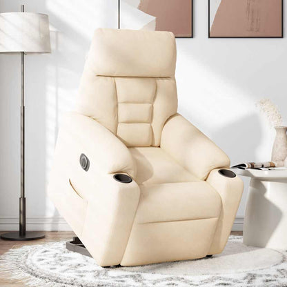 Relaxsessel mit Aufstehhilfe Elektrisch Beige Mikrofasergewebe