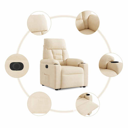Relaxsessel mit Aufstehhilfe Elektrisch Beige Mikrofasergewebe