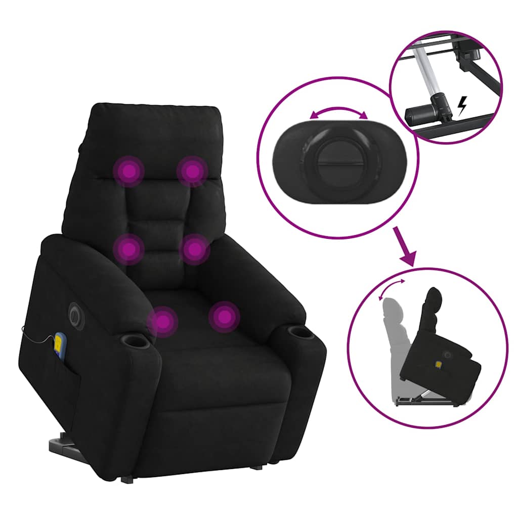 Massagesessel Aufstehhilfe Elektrisch Schwarz Mikrofasergewebe