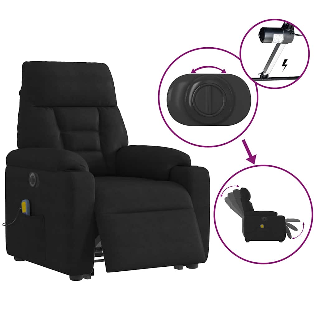 Massagesessel Aufstehhilfe Elektrisch Schwarz Mikrofasergewebe