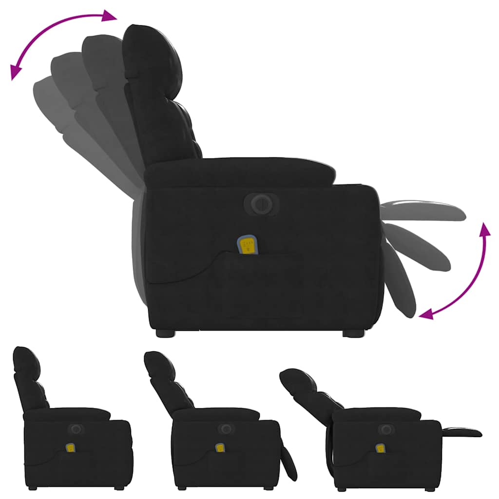 Massagesessel Aufstehhilfe Elektrisch Schwarz Mikrofasergewebe