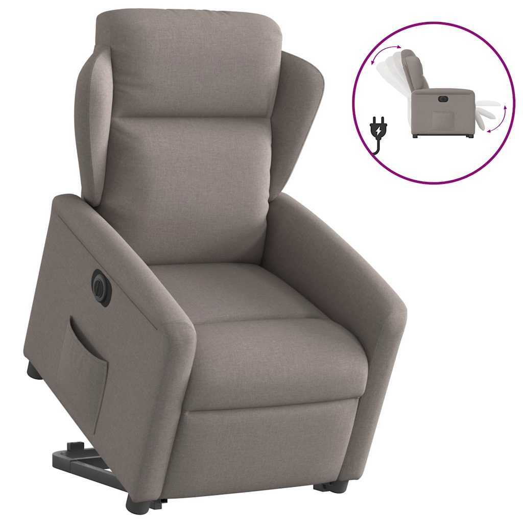 Relaxsessel mit Aufstehhilfe Elektrisch Taupe Stoff