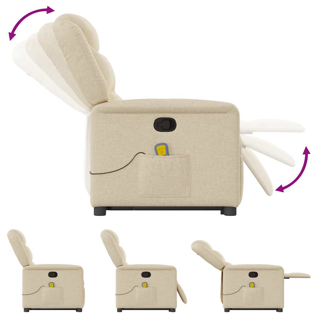 Massagesessel mit Aufstehhilfe Creme Stoff