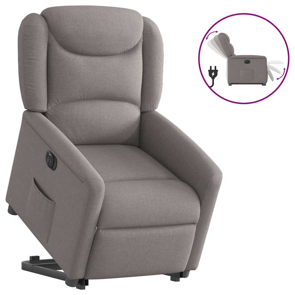 Relaxsessel mit Aufstehhilfe Elektrisch Taupe Stoff