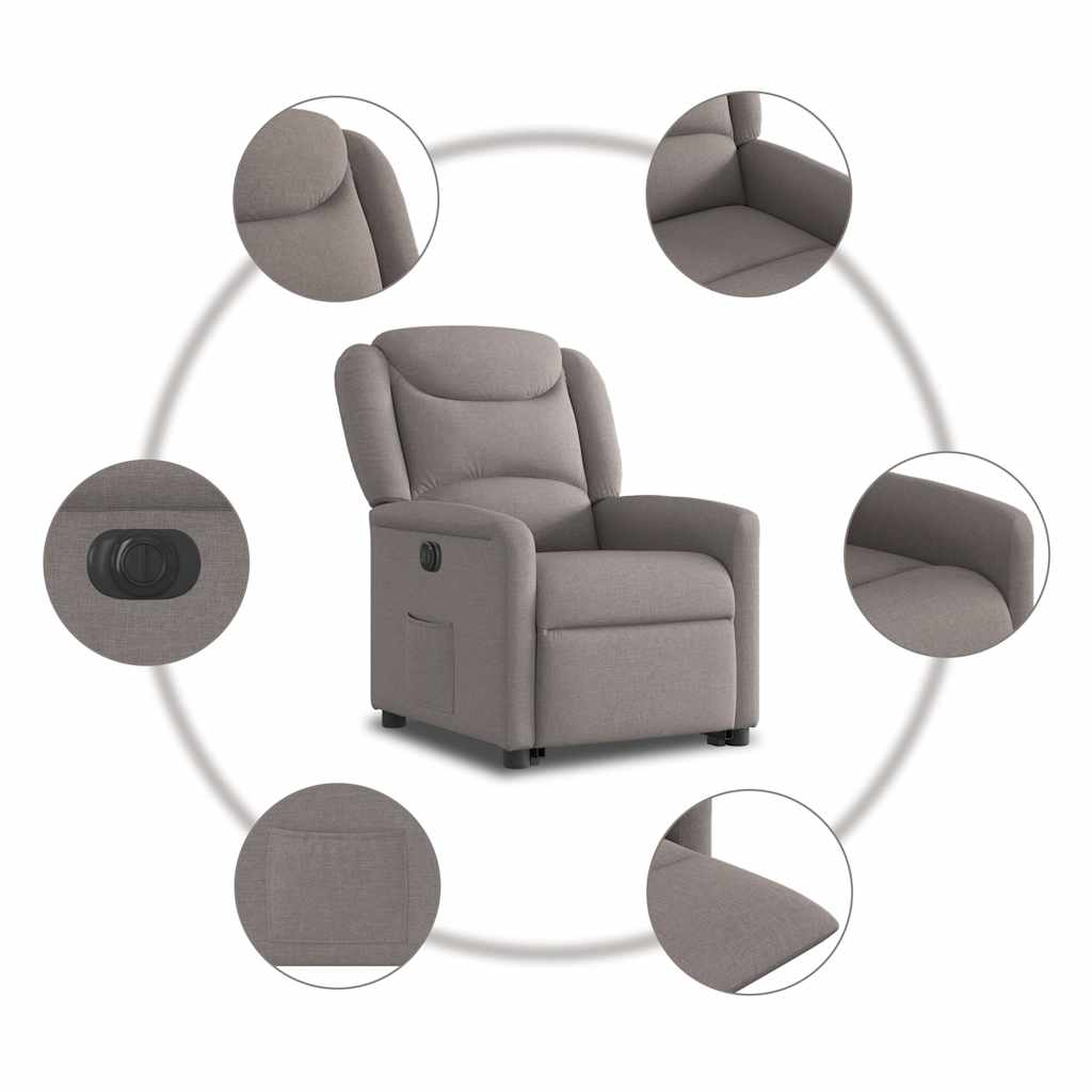 Relaxsessel mit Aufstehhilfe Elektrisch Taupe Stoff