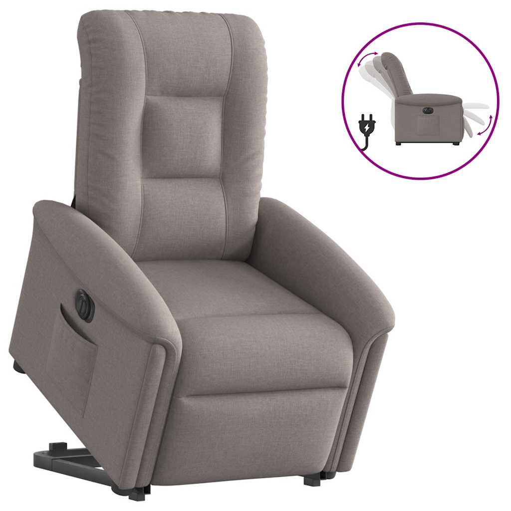 Relaxsessel mit Aufstehhilfe Elektrisch Taupe Stoff