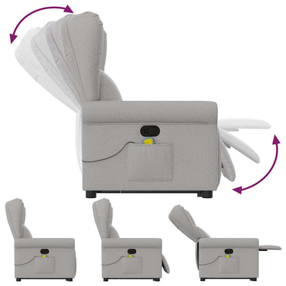 Massagesessel mit Aufstehhilfe Wolkengrau Stoff