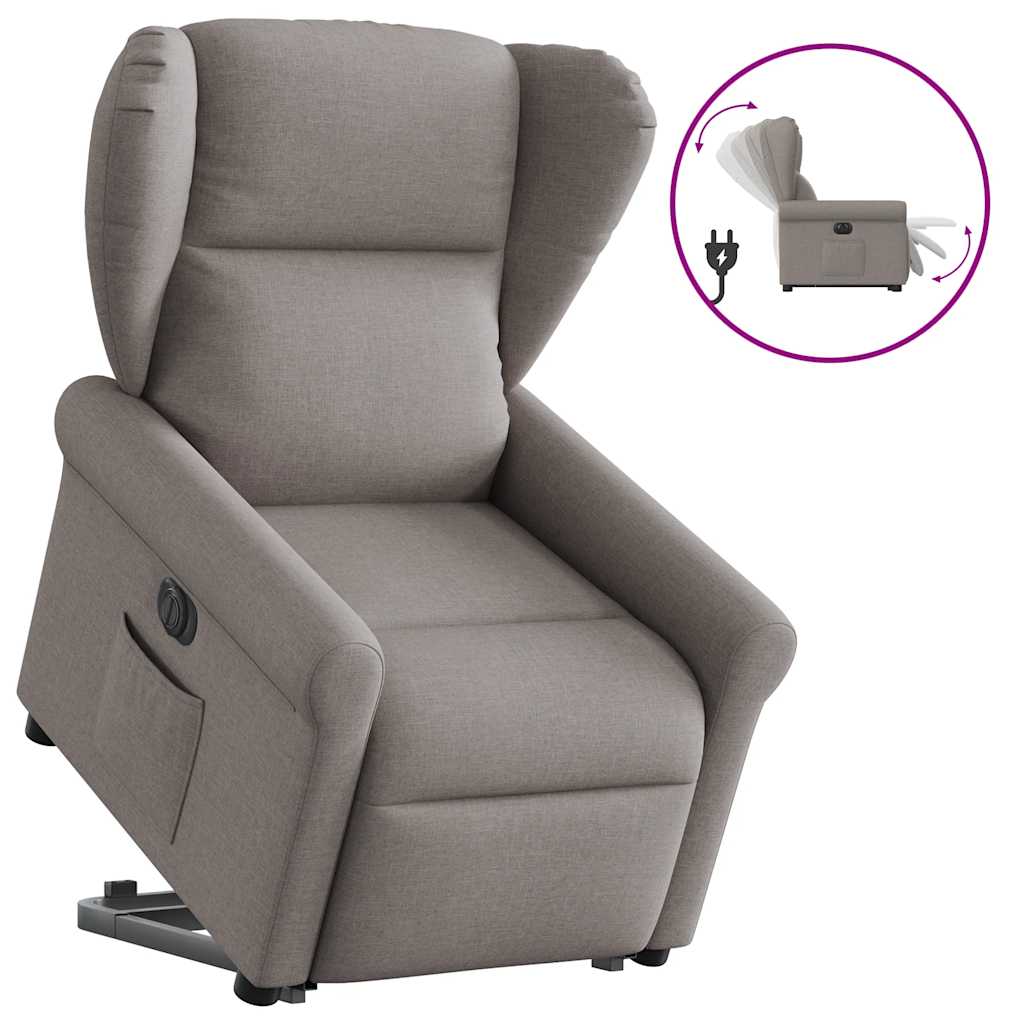 Relaxsessel mit Aufstehhilfe Elektrisch Taupe Stoff
