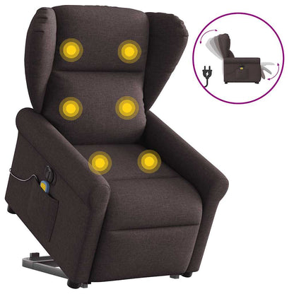 Elektrischer Massagesessel mit Aufstehhilfe Dunkelbraun Stoff