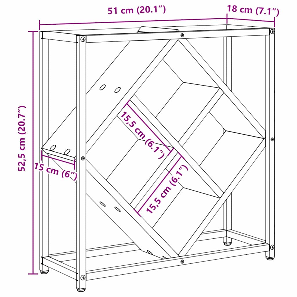Weinregal Altholz 51 x 18 x 52,5 cm Holzwerkstoff