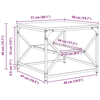 Couchtisch Grau Sonoma 51 x 50 x 40 cm Ingenieurholz und Stahl