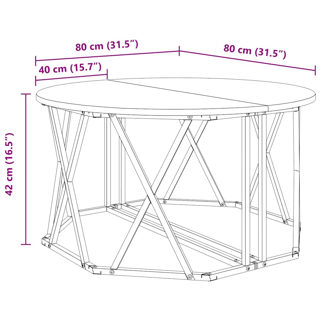 Couchtisch Schwarz Eichen-Optik 80 x 80 x 42 cm