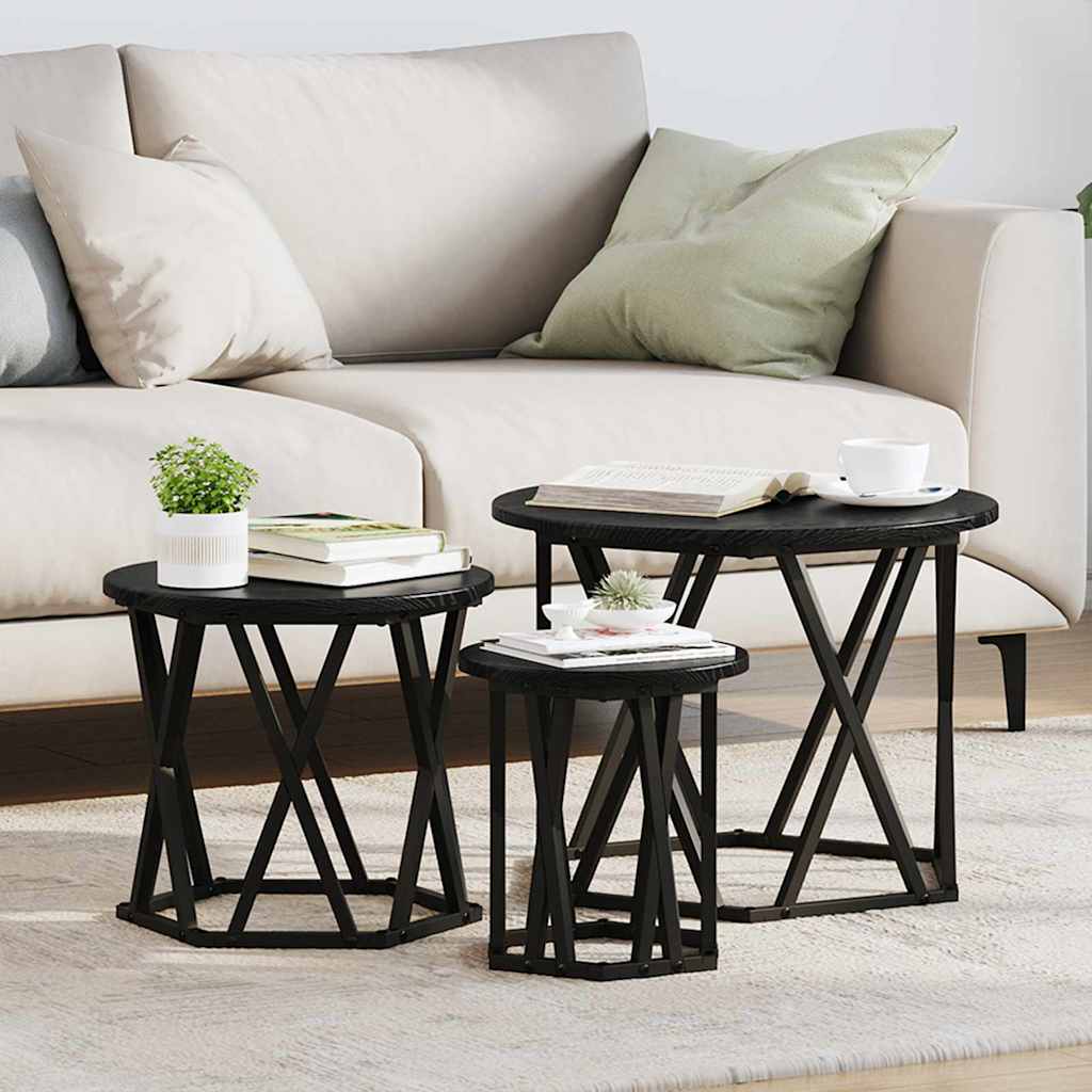 Nesting Beistelltisch 3 pcs Schwarze Eiche 53 x 53 x 40 cm