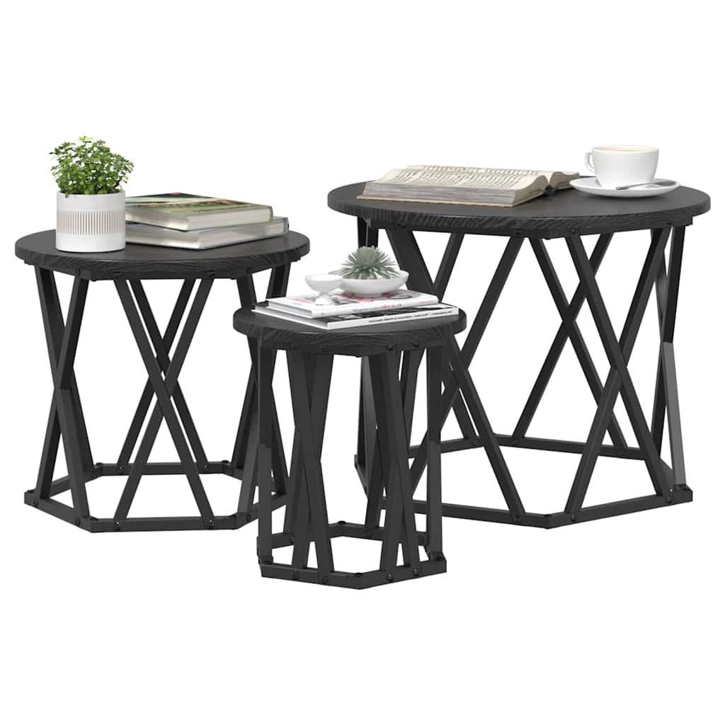Nesting Beistelltisch 3 pcs Schwarze Eiche 53 x 53 x 40 cm