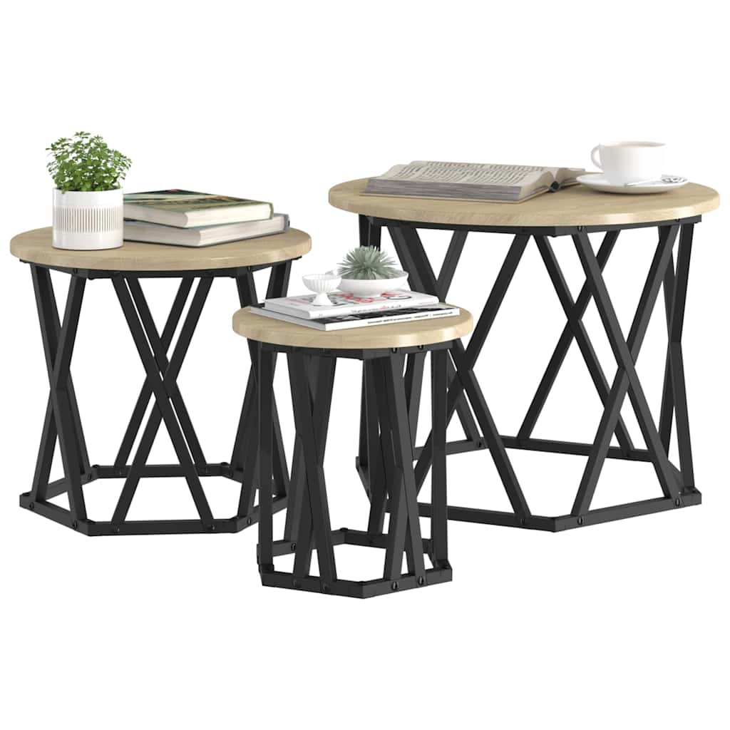 Nesting Beistelltisch 3 pcs Sonoma Eiche 53 x 53 x 40 cm