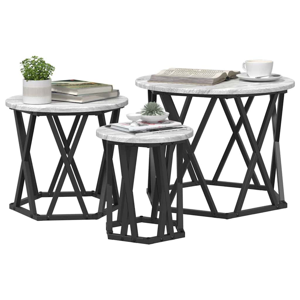 Nesting Beistelltisch 3 pcs Grau Sonoma 53 x 53 x 40 cm