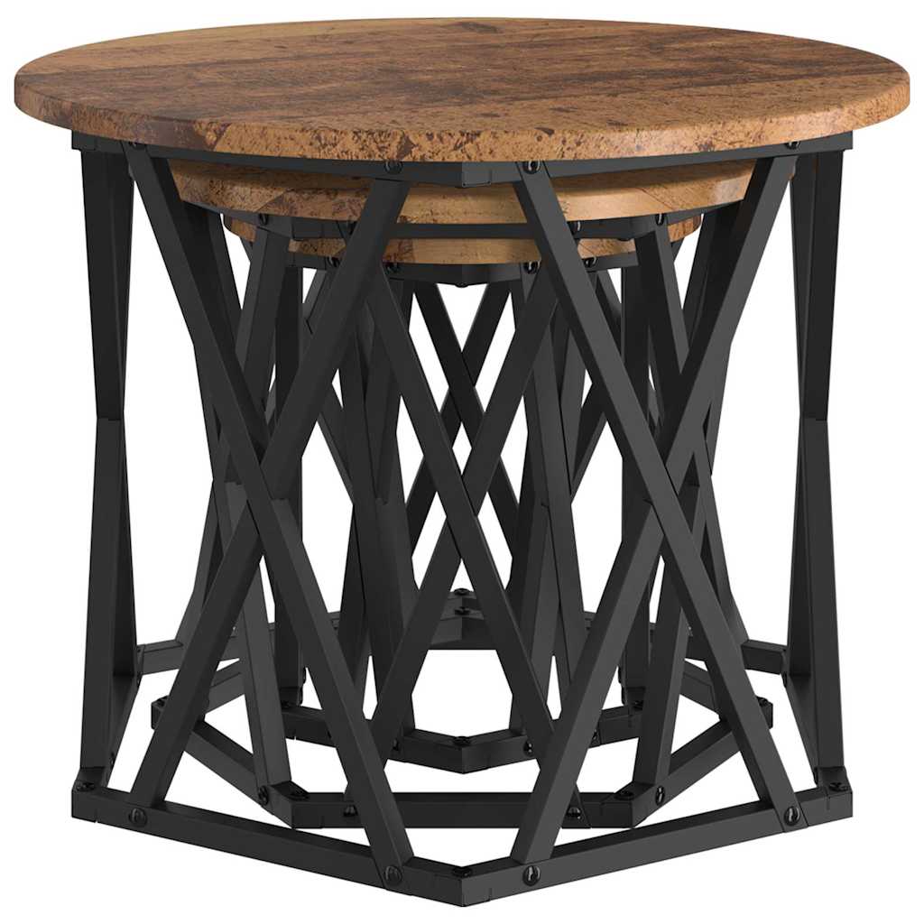 Nesting Beistelltisch 3 pcs Altholz 53 x 53 x 40 cm