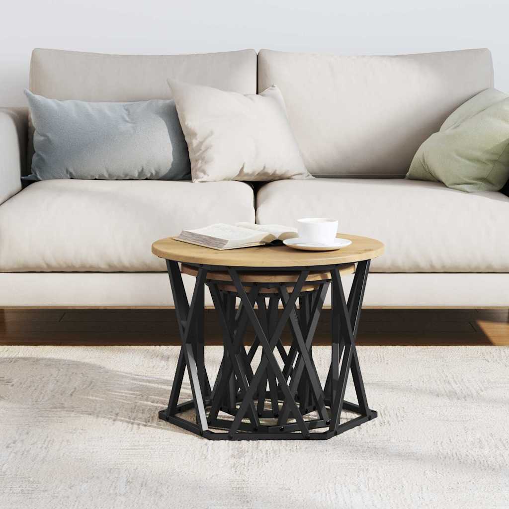 Nesting Beistelltisch 3 pcs Eiche handwerklich 53 x 53 x 40 cm