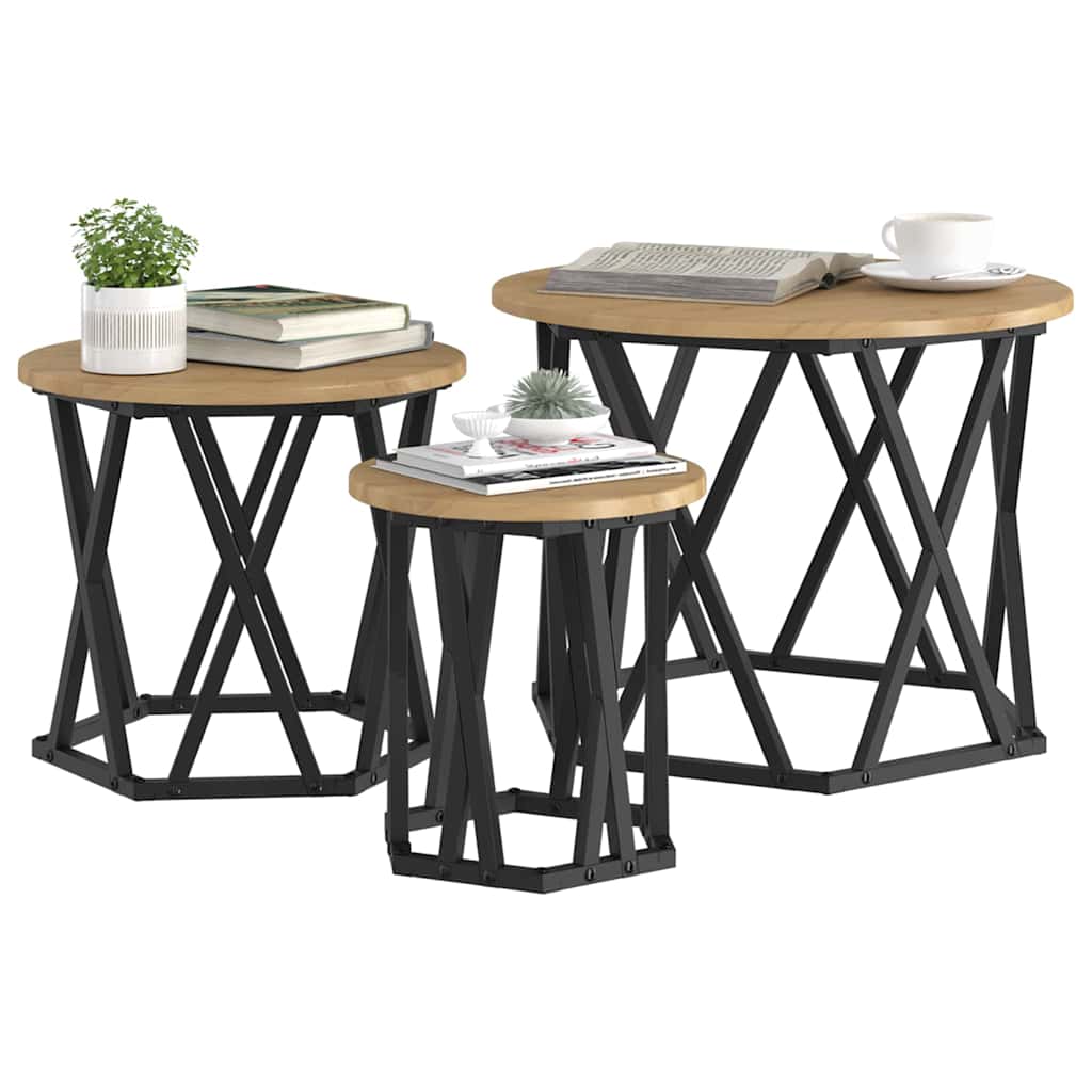 Nesting Beistelltisch 3 pcs Eiche handwerklich 53 x 53 x 40 cm